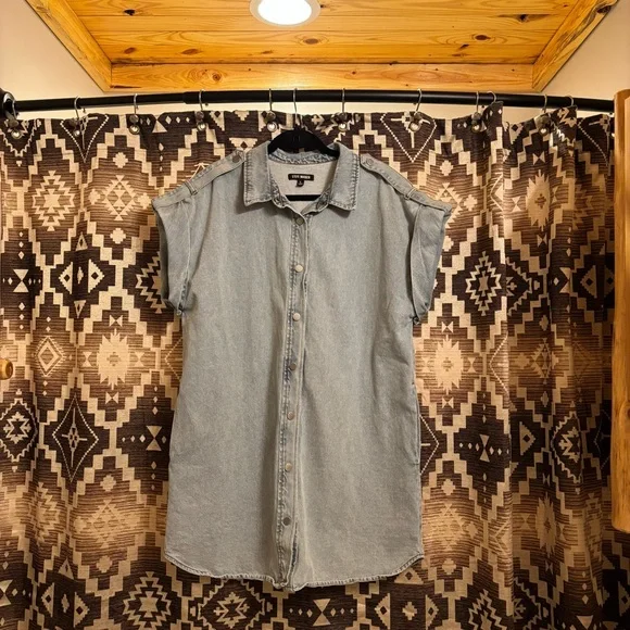 Steve Madden Size L Denim Dress, 100% Cotton - Picture 6 of 14